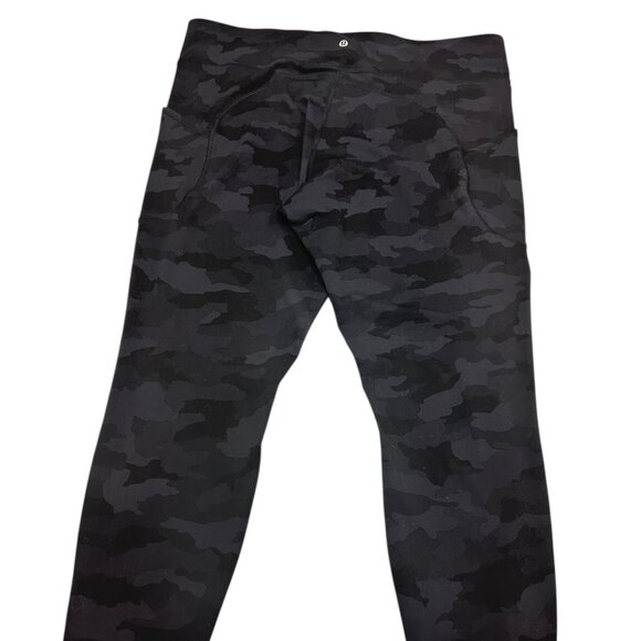 Lululemon Fast & Free High Rise Tight 25” Black Gray Camo Sz 20 Pockets Leggings - Picture 3 of 7